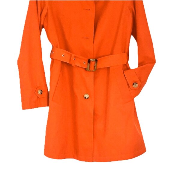 Ralph Lauren Black Label Mid-Length Belted Orange Trench Coat Womens Size M - Picture 6 of 11